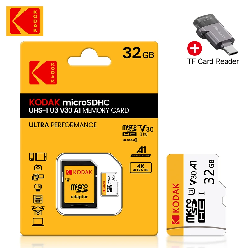 Kodak High-Speed White TF Memory Card 32GB 64GB 128GB with adapter, High-Speed TF Memory Card for Tablet PC, and type-c adapter
Kodak High-Speed White TF Memory Card 32GB 64GB 128GB with adapter, High-Speed TF Memory Card for Tablet PC, and type-c adapter