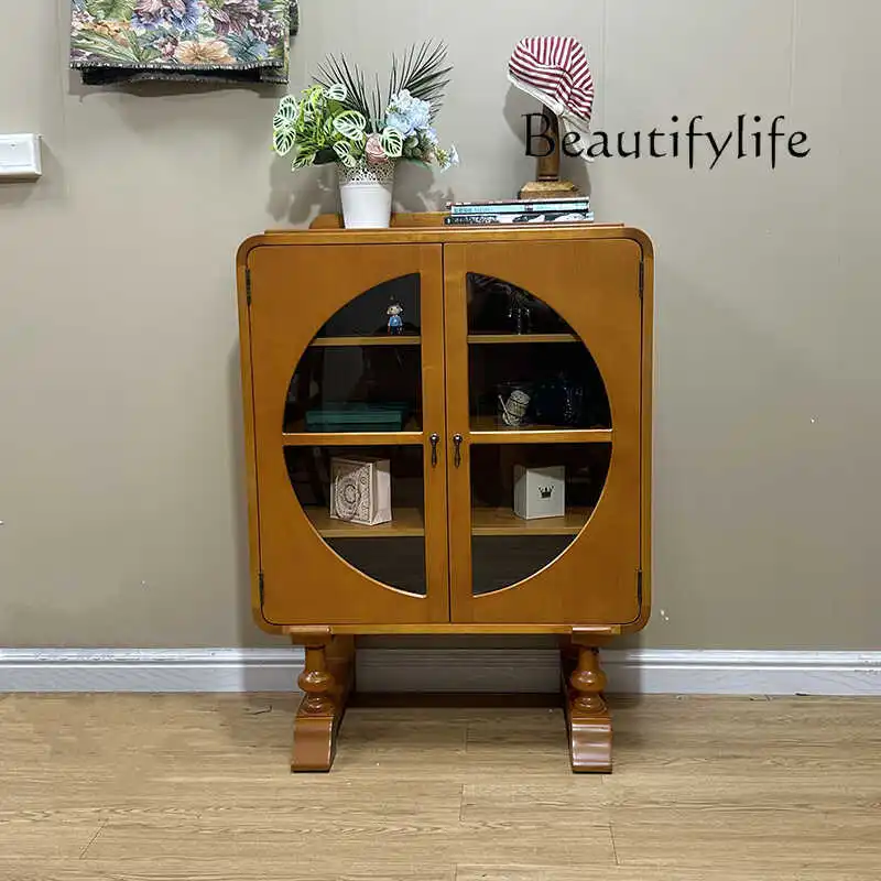 Medieval solid wood small glass cabinet retro nostalgic dining side cabinet living room entrance wall decorative cabinet
Medieval solid wood small glass cabinet retro nostalgic dining side cabinet living room entrance wall decorative cabinet