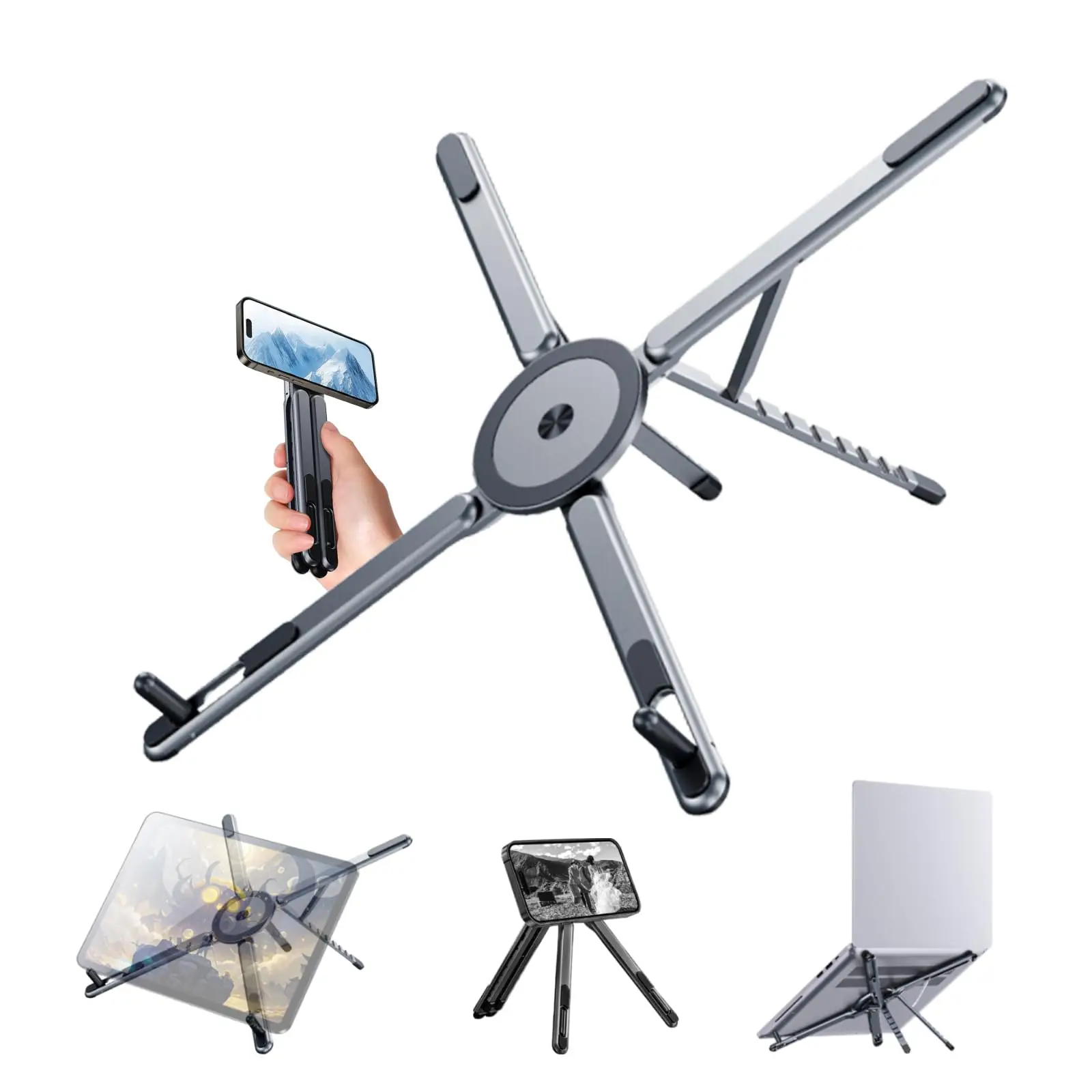3-in-1 Magnetic Stand for Laptop Tablet Phone Foldable Aluminum Alloy Desktop Travel Holder Portable Travel Design
3-in-1 Magnetic Stand for Laptop Tablet Phone Foldable Aluminum Alloy Desktop Travel Holder Portable Travel Design