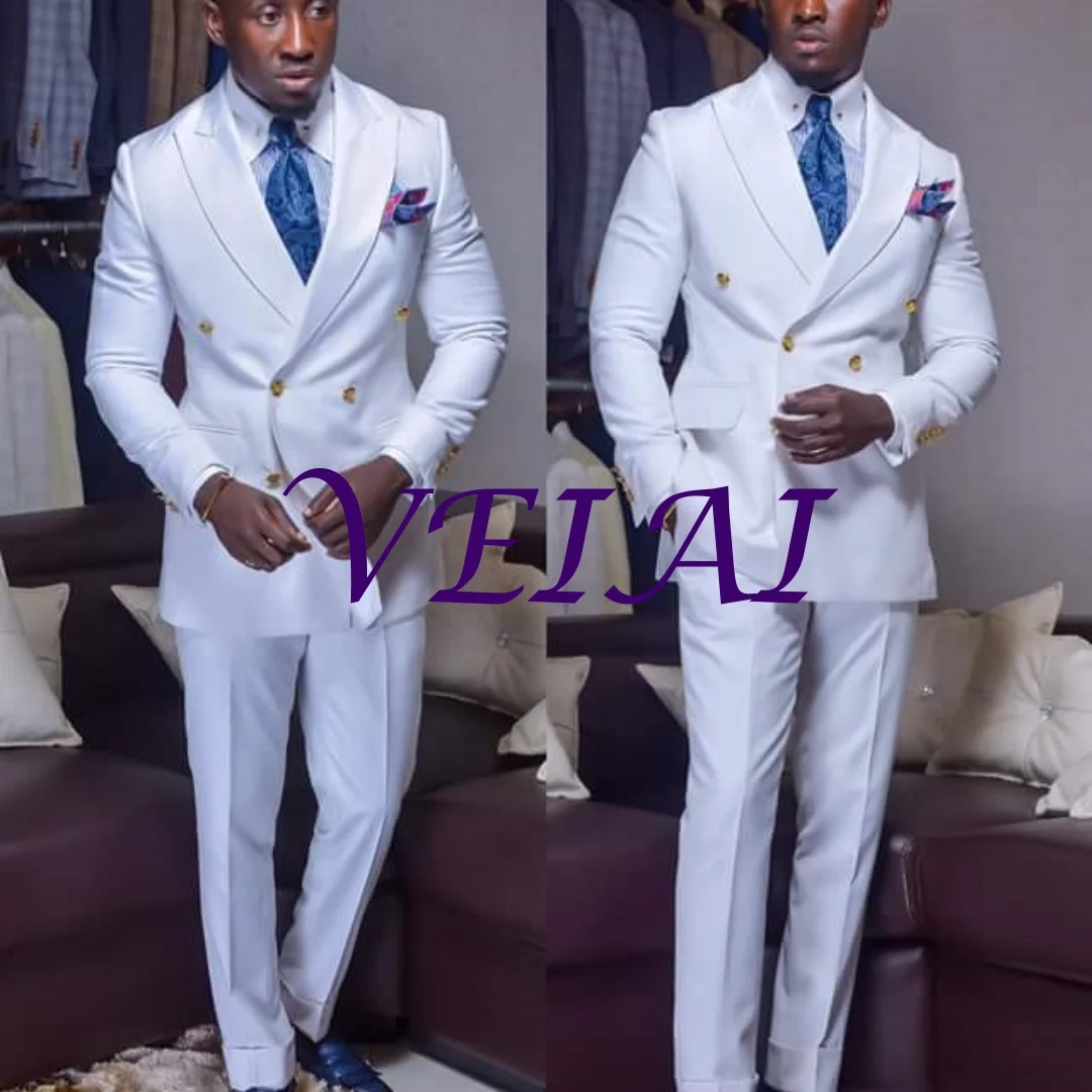 CustomizedCostume Homme White Double Breasted Men Suits Gold Buttons Slim Fit Terno Men's Tuxedo Wedding Groom Prom Blazer Pant
CustomizedCostume Homme White Double Breasted Men Suits Gold Buttons Slim Fit Terno Men's Tuxedo Wedding Groom Prom Blazer Pant