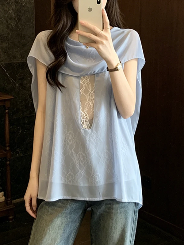 Summer 2026 Lace Splice Sleeveless Shirt plus Size Design Sensation Chiffon Top Korean Style Loose Fit Breathable Skin-friendly
Summer 2026 Lace Splice Sleeveless Shirt plus Size Design Sensation Chiffon Top Korean Style Loose Fit Breathable Skin-friendly