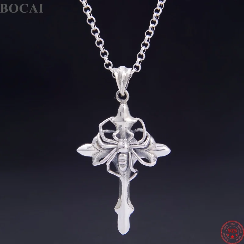 BOCAI New S925 Sterling Silver Charms Pendant Drop Earrings for Men Women Antique Cross Spider Web Charm Fine Choice Jewelry
BOCAI New S925 Sterling Silver Charms Pendant Drop Earrings for Men Women Antique Cross Spider Web Charm Fine Choice Jewelry