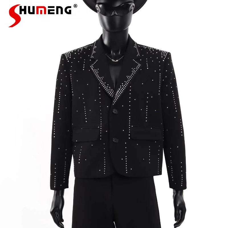 Men's 2025 Autumn New High-End Trendy Suit Jackets Fashion Rhinestone Blazers Sparkling Diamond Long Sleeve Chic Tailored Coats
Men's 2025 Autumn New High-End Trendy Suit Jackets Fashion Rhinestone Blazers Sparkling Diamond Long Sleeve Chic Tailored Coats