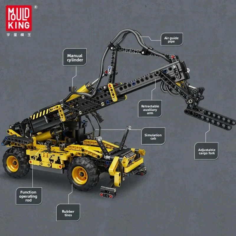 MOULD KING 19009 Pneumatic Telescopic Forklift Technical Vehicle Simulation Truck Model Set Building Blocks Bricks Assembled Toy
MOULD KING 19009 Pneumatic Telescopic Forklift Technical Vehicle Simulation Truck Model Set Building Blocks Bricks Assembled Toy