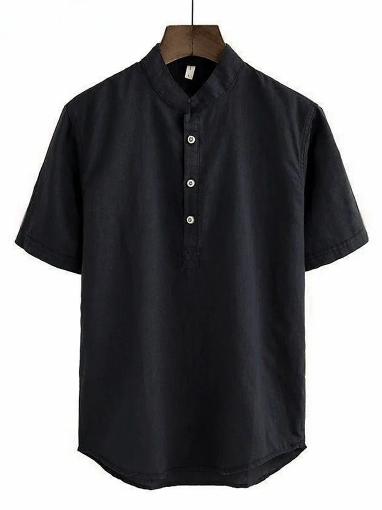 Summer Cotton Linen Men's irt f Open Collar Loose ort Sve Pure Color Breathable Simple Sle Inner Wear Ne
Summer Cotton Linen Men's irt f Open Collar Loose ort Sve Pure Color Breathable Simple Sle Inner Wear Ne