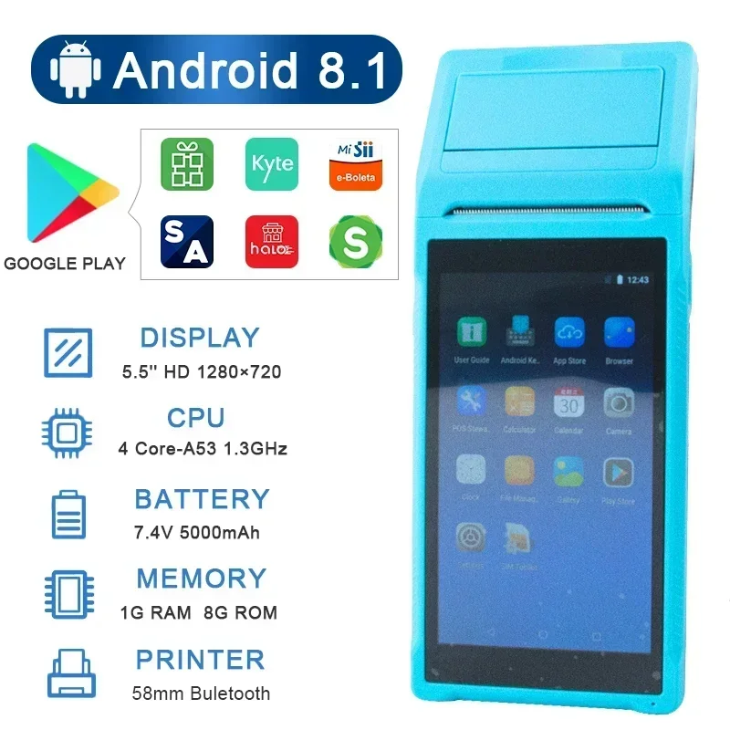 US.EU 8.1 Android POS 58 мм Bluetooth термопринтер чеков портативный терминал портативный КПК точка продажи система «все в одном»
US.EU 8.1 Android POS 58 мм Bluetooth термопринтер чеков портативный терминал портативный КПК точка продажи система «все в одном»