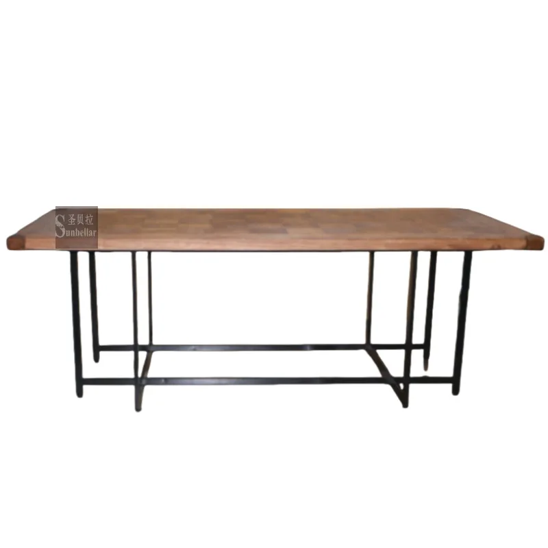 long bench table, solid wood iron wrought office workbench, dining table, home dining table, long table
long bench table, solid wood iron wrought office workbench, dining table, home dining table, long table