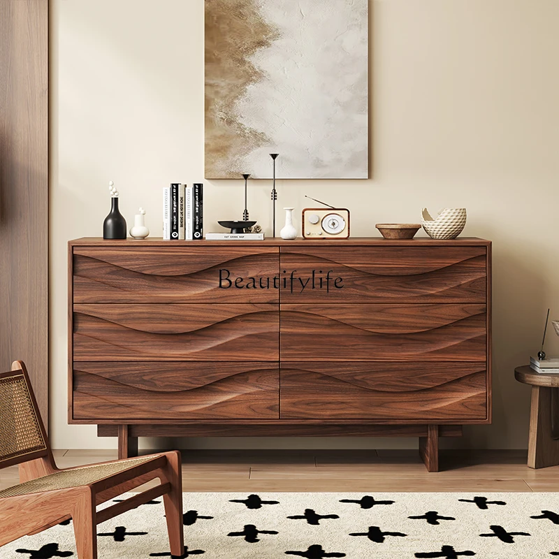 Medieval Nordic entrance cabinet, living room, bedroom storage, black walnut solid wood drawer decorative cabinet
Medieval Nordic entrance cabinet, living room, bedroom storage, black walnut solid wood drawer decorative cabinet