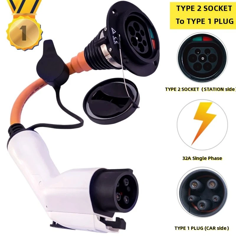 J1772 Type 1 Female Plug Car EV Charging Cable 32A EVSE Type 2 Socket to Type 1 Electric Vehicle Car Charger Type 2 to Type 1
J1772 Type 1 Female Plug Car EV Charging Cable 32A EVSE Type 2 Socket to Type 1 Electric Vehicle Car Charger Type 2 to Type 1