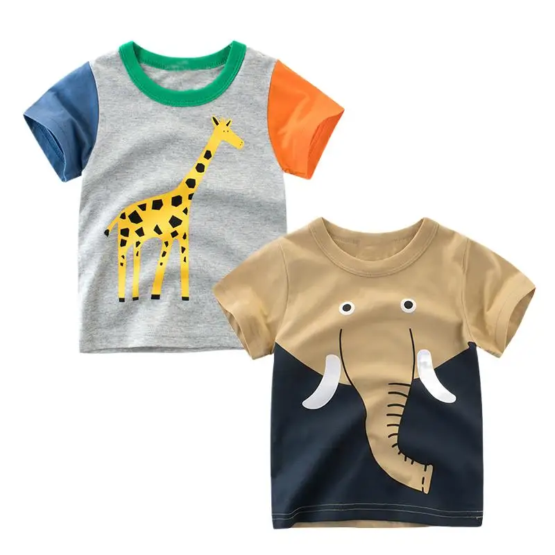 2-7y Cute Kids' Short Sleeve T - shirts Set: One with Giraffe Print and Color Blocked Sleeves Another with Elephant Print
2-7y Cute Kids' Short Sleeve T - shirts Set: One with Giraffe Print and Color Blocked Sleeves Another with Elephant Print
