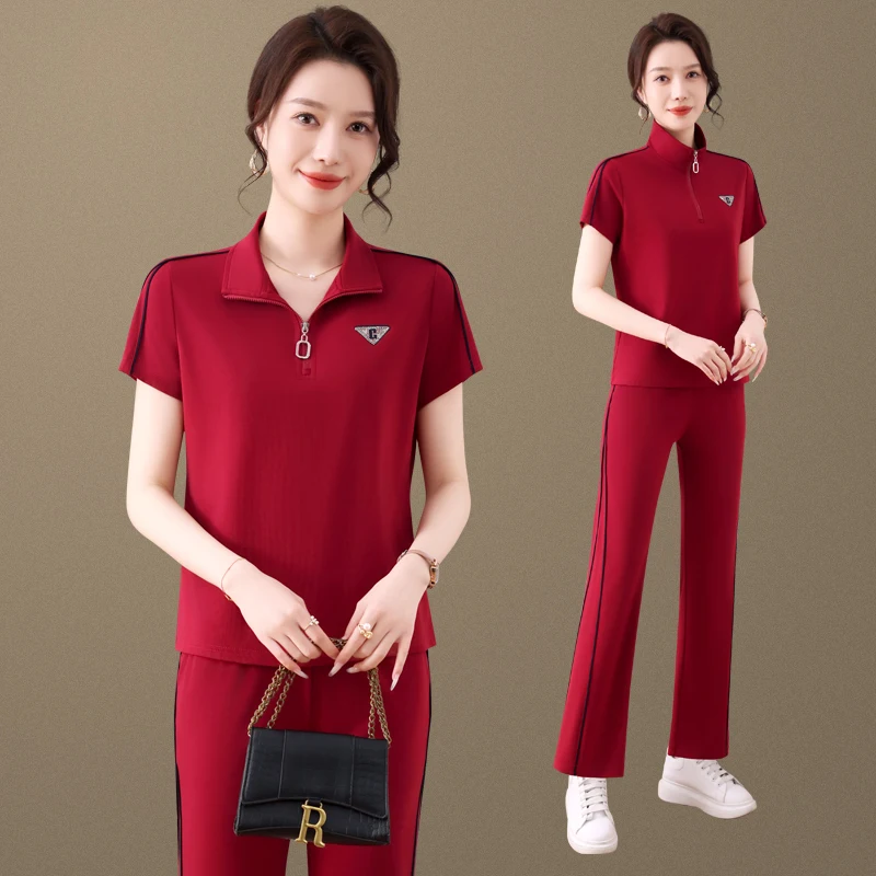 Summer Casual Sportswear Set Women's Loose ort Sve Top Two-Piece Suit Faionable Middle-Aged Mom Comfortable Fit T-irt
Summer Casual Sportswear Set Women's Loose ort Sve Top Two-Piece Suit Faionable Middle-Aged Mom Comfortable Fit T-irt