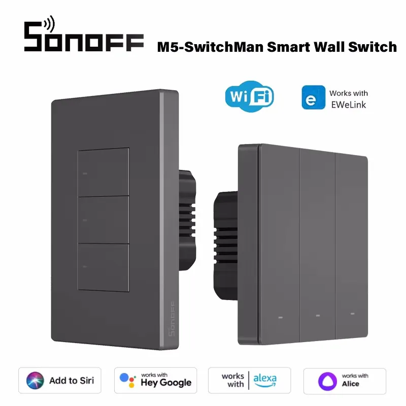 SONOFF M5 SwitchMan WiFi Smart 80/86/120 Тип переключателя Умный дом 1/2/3 Gang Настенный переключатель ЕС/США Поддержка Ewelink Alexa Google Home
SONOFF M5 SwitchMan WiFi Smart 80/86/120 Тип переключателя Умный дом 1/2/3 Gang Настенный переключатель ЕС/США Поддержка Ewelink Alexa Google Home