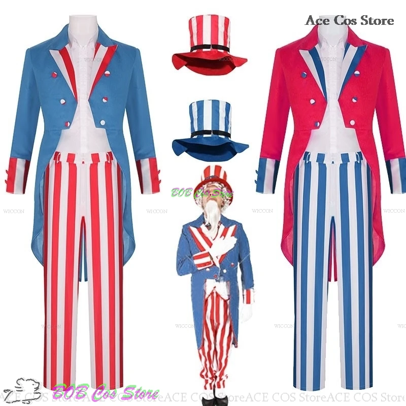 Us Cosplay Costume Halloween Party Uncle Sam Cosplay Mens Suit Independence Day Stars Stripes American Country Roleplay Tuxedo
Us Cosplay Costume Halloween Party Uncle Sam Cosplay Mens Suit Independence Day Stars Stripes American Country Roleplay Tuxedo