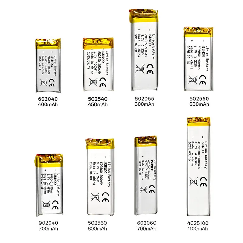 ISUNOO 100-1000mAh polymer lithium battery rechargeable 3.7V soft pack battery with wire and protection board
ISUNOO 100-1000mAh polymer lithium battery rechargeable 3.7V soft pack battery with wire and protection board