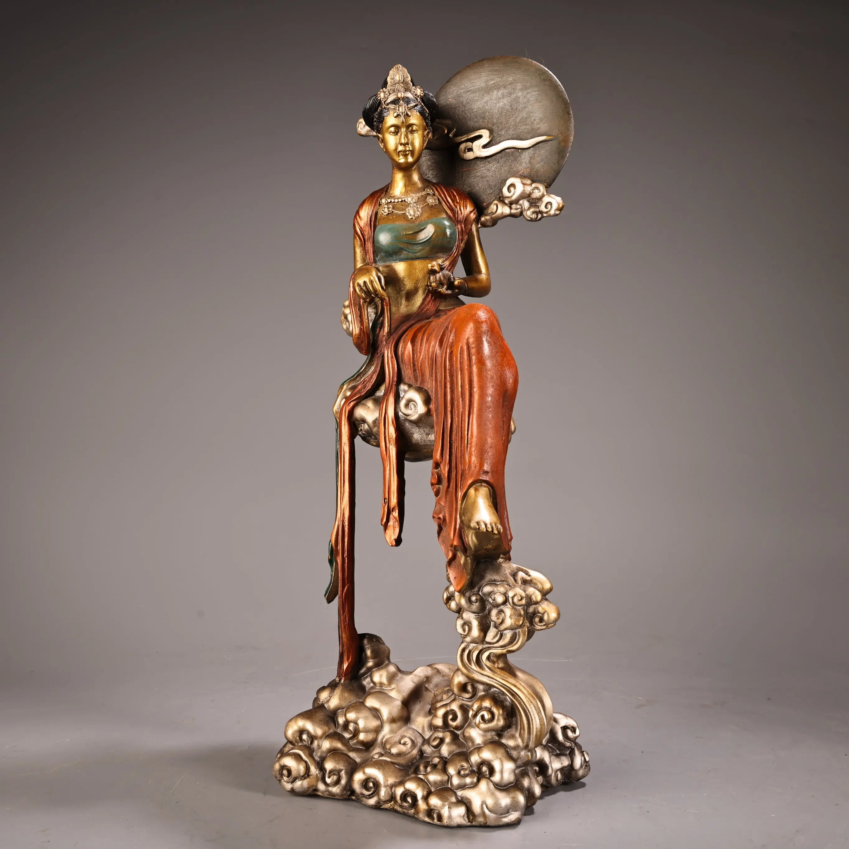 Tibet Folk Old Bronze Gilded Painted Chang'e Flying to the Moon Statue Classical Goddess Worship Hall Town house
Tibet Folk Old Bronze Gilded Painted Chang'e Flying to the Moon Statue Classical Goddess Worship Hall Town house