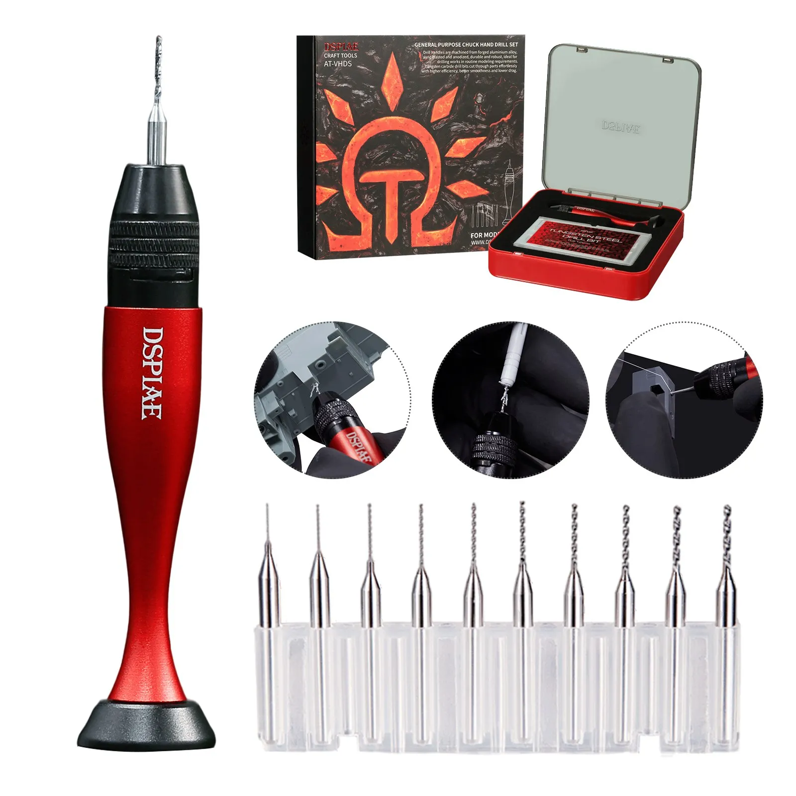 Dspiae AT-VHDS Universal Hand Drill Pin Vise Handle Black Red For DB-03 Tungsten Steel Drill Bit 0.3mm-1.2mm Model DIY Tool
Dspiae AT-VHDS Universal Hand Drill Pin Vise Handle Black Red For DB-03 Tungsten Steel Drill Bit 0.3mm-1.2mm Model DIY Tool