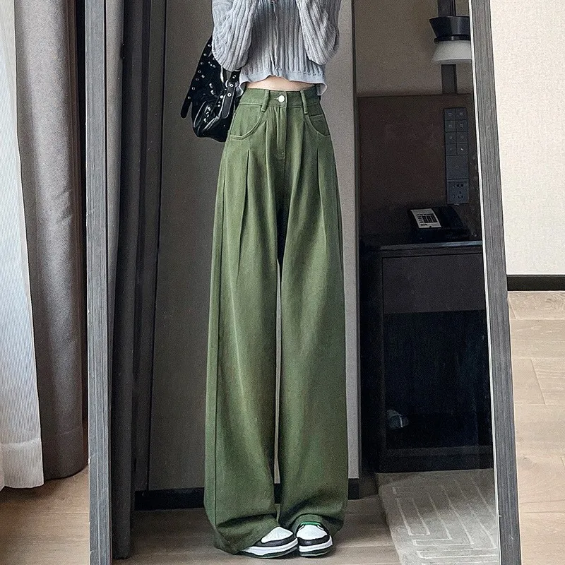 Джинсы в стиле милитари с широкими штанинами, женские летние тонкие брюки с высокой талией, американские драпированные прямые брюки длиной до пола, хлопковые брюки
Джинсы в стиле милитари с широкими штанинами, женские летние тонкие брюки с высокой талией, американские драпированные прямые брюки длиной до пола, хлопковые брюки