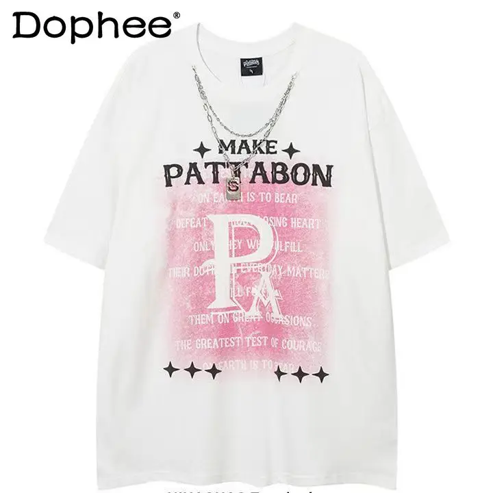 2025 Summer New American Trend Necklace Short-sleeved T-shirt Pure Cotton Loose Retro Street Casual Crew Neck Top Men
2025 Summer New American Trend Necklace Short-sleeved T-shirt Pure Cotton Loose Retro Street Casual Crew Neck Top Men