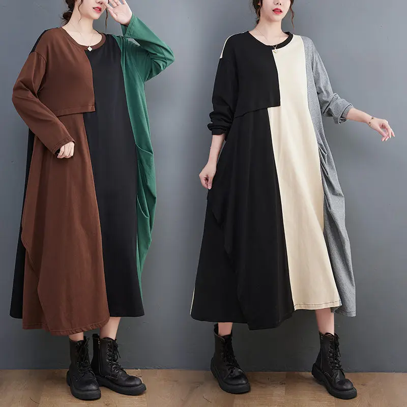 Oversized Women Clothing 2022 Loose Fashion Color-Blocking Stitching Cotton Knitted Color Blocking Irregular Casual Dress T526
Oversized Women Clothing 2022 Loose Fashion Color-Blocking Stitching Cotton Knitted Color Blocking Irregular Casual Dress T526