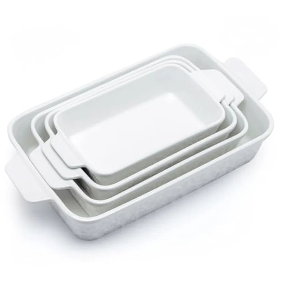 Casserole Dishes for Oven, Baking Dishes, Ceramic Bakeware Sets of 4, Rectangular Baking Pan Set with Handles for Baking, Casse
Casserole Dishes for Oven, Baking Dishes, Ceramic Bakeware Sets of 4, Rectangular Baking Pan Set with Handles for Baking, Casse