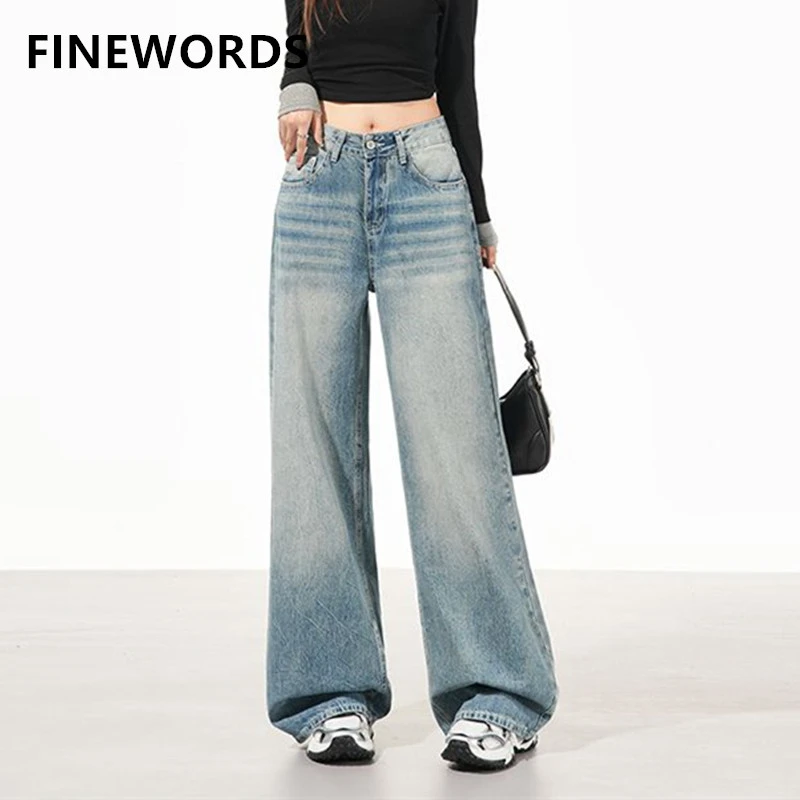 FINEWORDS Women's Vintage Light Wash Blue Wide Leg Jeans High Waist Loose Fit Baggy Denim Trousers Streetwear Casual Pants
FINEWORDS Women's Vintage Light Wash Blue Wide Leg Jeans High Waist Loose Fit Baggy Denim Trousers Streetwear Casual Pants