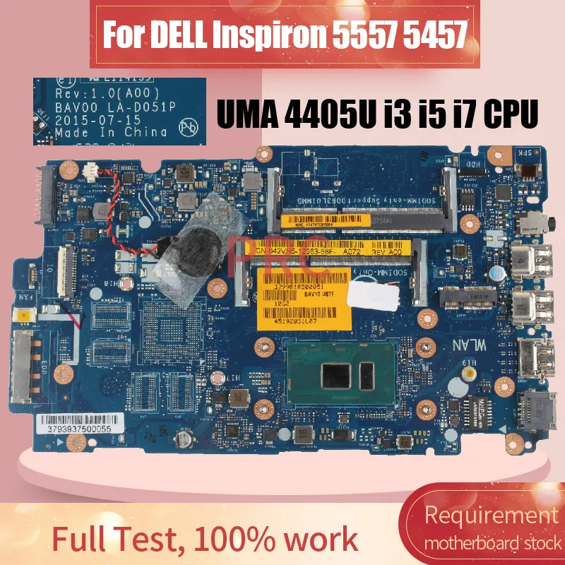 LA-D051P For DELL Inspiron P39F F49F P29F 5557 5457 Laptop Motherboard BAV00 LA-D051P i3 i5 i7 CPU DDR3 Notebook Mainboard Test
LA-D051P For DELL Inspiron P39F F49F P29F 5557 5457 Laptop Motherboard BAV00 LA-D051P i3 i5 i7 CPU DDR3 Notebook Mainboard Test