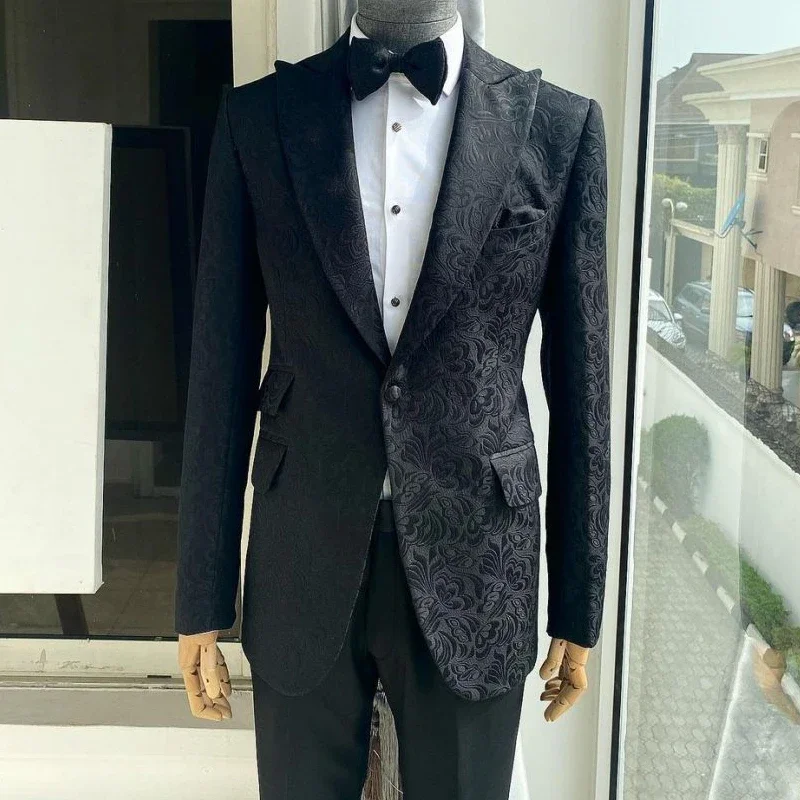 Black Floral Men Suits Slim Fit For Wedding 2 Pcs Custom Groom Tuxedo 2024 Peaked Lapel Fashion Coat ( Jacket + Pants )
Black Floral Men Suits Slim Fit For Wedding 2 Pcs Custom Groom Tuxedo 2024 Peaked Lapel Fashion Coat ( Jacket + Pants )