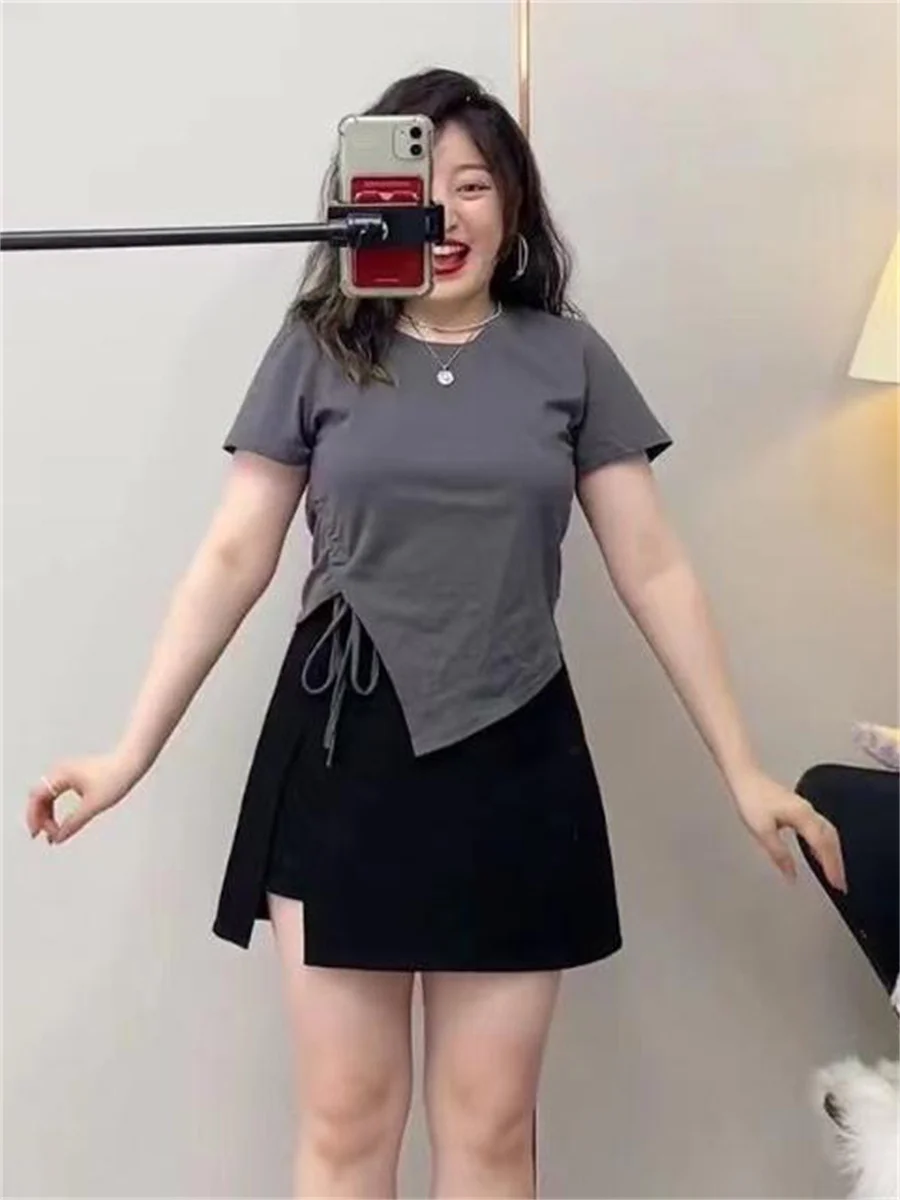 Новинка: Летняя женская футболка больших размеров с асимметричным подолом, корейский стиль, повседневная, тонкая, для стройного силуэта
Новинка: Летняя женская футболка больших размеров с асимметричным подолом, корейский стиль, повседневная, тонкая, для стройного силуэта
