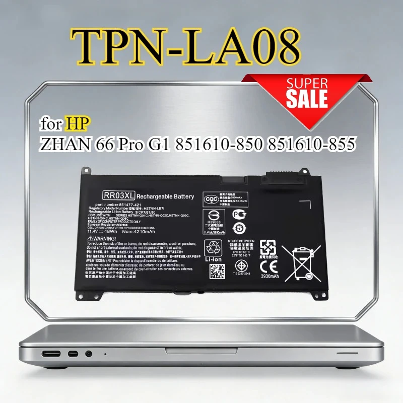 RR03XL TPN-LA08 Laptop Battery for HP ZHAN 66 Pro G1 851610-850 851610-855
RR03XL TPN-LA08 Laptop Battery for HP ZHAN 66 Pro G1 851610-850 851610-855