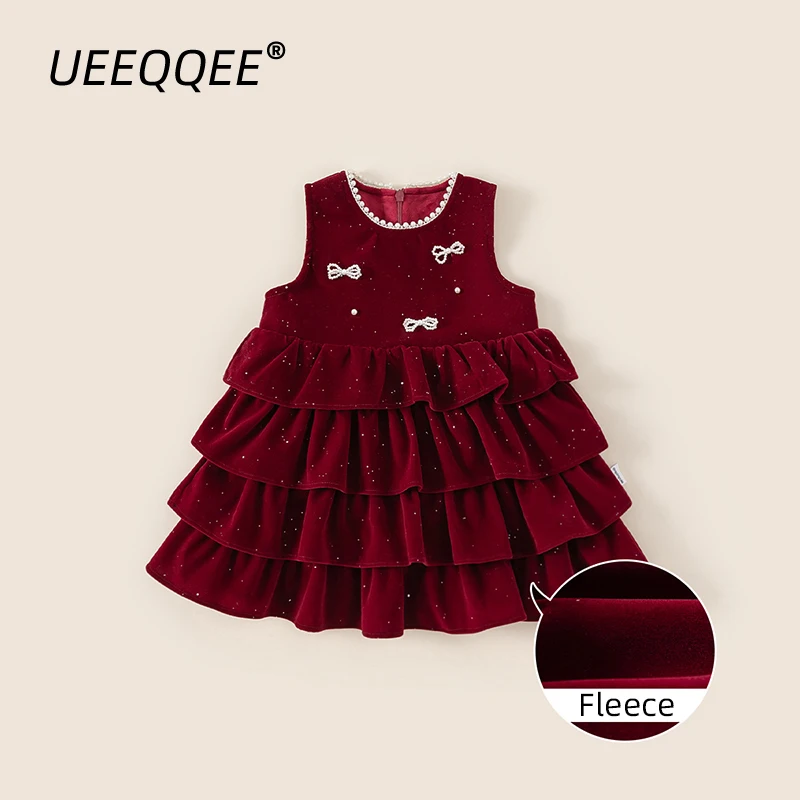 Winter Autumn Girls Dress With Pearl Bow Dots Fleece Lined Thick Warm Red Birthday Cake Tutu Sleeveless New Baby
Winter Autumn Girls Dress With Pearl Bow Dots Fleece Lined Thick Warm Red Birthday Cake Tutu Sleeveless New Baby