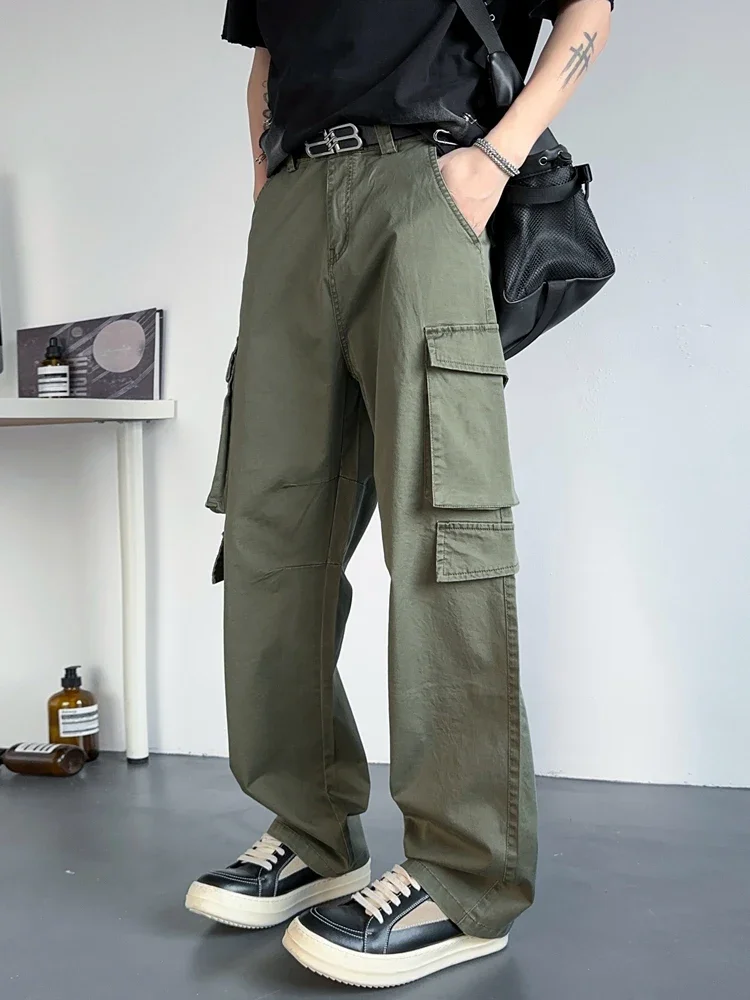 Spring Summer Men's Wide Leg Cargo Pants 2025 Casual Streetwear Washed Cotton Loose Straight Trousers with 4 Pockets
Spring Summer Men's Wide Leg Cargo Pants 2025 Casual Streetwear Washed Cotton Loose Straight Trousers with 4 Pockets