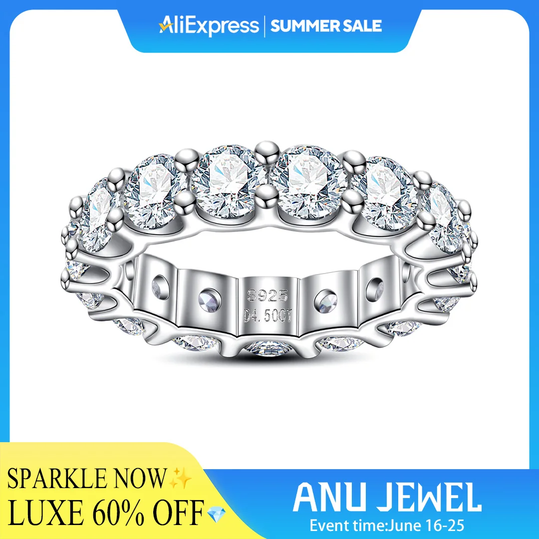 AnuJewel 4.5mm D Color Moissanites Eternity Band Ring 925 Sterling Silver Wedding Rings for Women Jewelry Gifts Wholesale
AnuJewel 4.5mm D Color Moissanites Eternity Band Ring 925 Sterling Silver Wedding Rings for Women Jewelry Gifts Wholesale