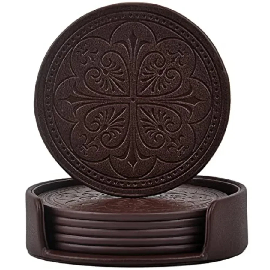 Drink Coasters, PU Leather Bar Beer Beverage Coaster for Drinks Set of 6 with Holder Coasters for Wooden Table Coffee Table Abs
Drink Coasters, PU Leather Bar Beer Beverage Coaster for Drinks Set of 6 with Holder Coasters for Wooden Table Coffee Table Abs