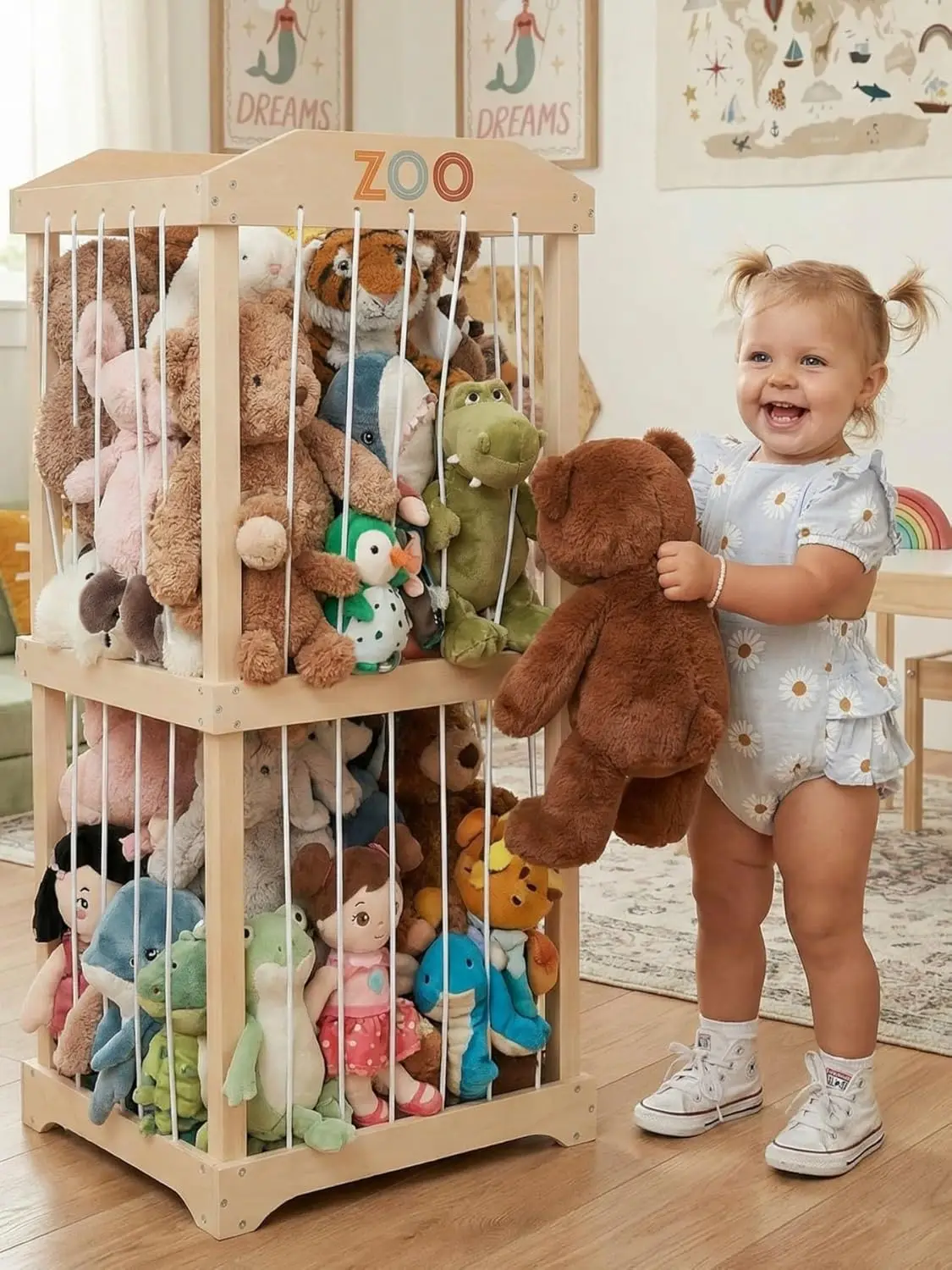 Kids Wooden Stuffed Animal Storage Organizer - Large Toy Holder for Playroom, Easy Assembly
Kids Wooden Stuffed Animal Storage Organizer - Large Toy Holder for Playroom, Easy Assembly