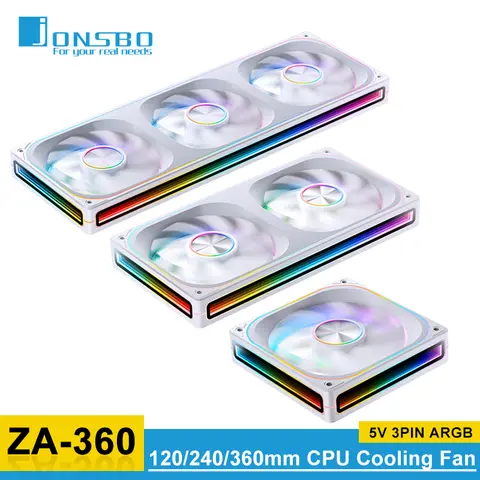 JONSBO ZA-120/240/360 Case Fan 12V 4PIN PWM 5V 3PIN ARGB 120mm Integrated Desktop PC Chassis CPU Water Radiator AIR Cooling Fan