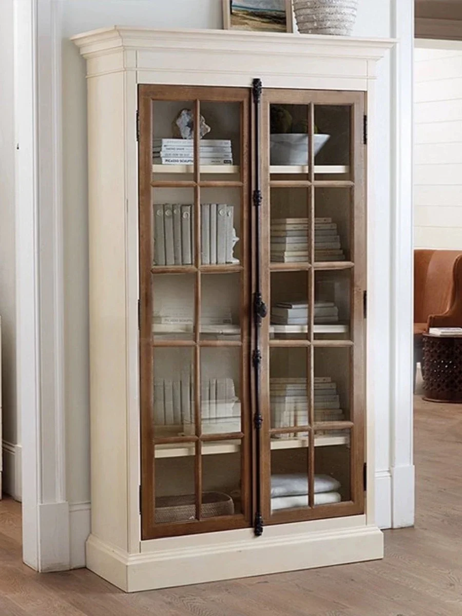 X American rural retro solid wood old bookcase retro glass door display TV cabinet
X American rural retro solid wood old bookcase retro glass door display TV cabinet