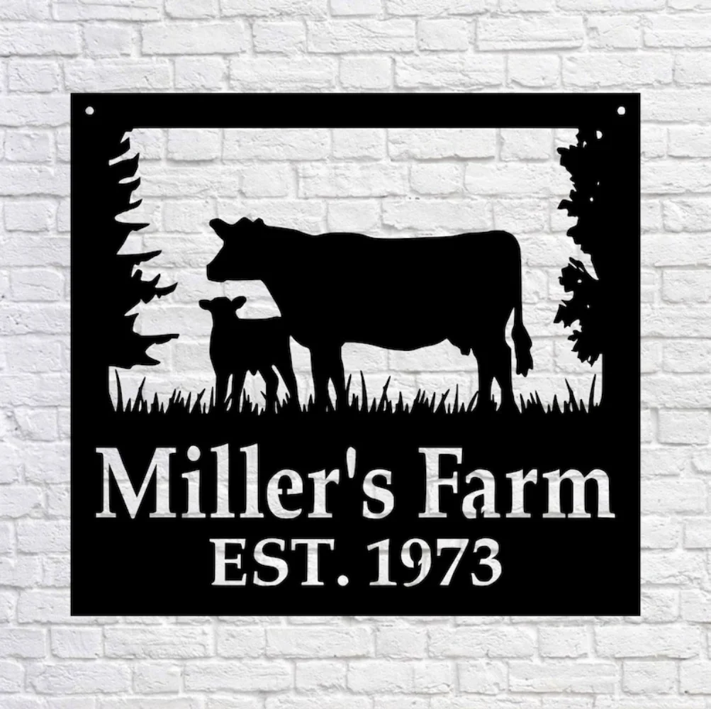 Personalized Metal Cow and Calf Sign Customized Family Name Metal Sign - Wedding or Fathers Day Gift Wall Decor
Personalized Metal Cow and Calf Sign Customized Family Name Metal Sign - Wedding or Fathers Day Gift Wall Decor