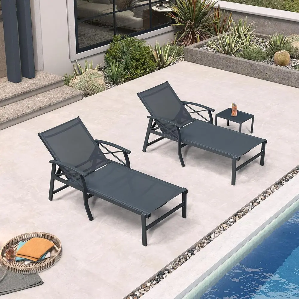 2-Piece Outdoor Oversized Chaise Lounge Set with Adjustable Positions and Side Tables, Grey
2-Piece Outdoor Oversized Chaise Lounge Set with Adjustable Positions and Side Tables, Grey