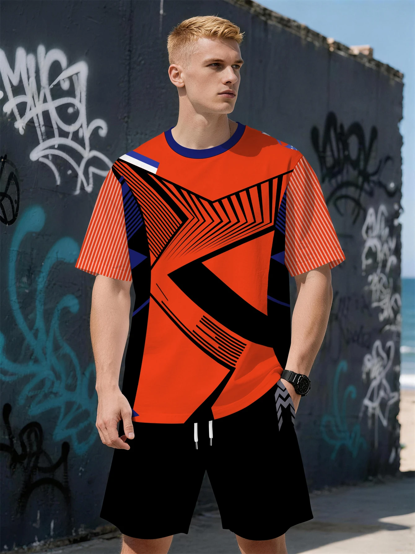 2026 Summer New Men's Short-Sleeved Set with 3D Stripes Pattern Print - Street Casual Fashion Comfortable and Soft
2026 Summer New Men's Short-Sleeved Set with 3D Stripes Pattern Print - Street Casual Fashion Comfortable and Soft