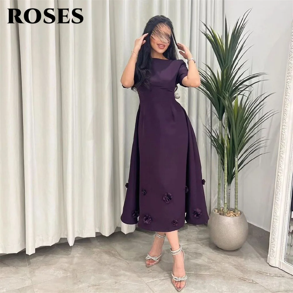 ROSES Purple فساتين السهرة Elegant Short Sleeves Satin Party Dress Chic A - line With 3D Flower Details Prom Dress Customized
ROSES Purple فساتين السهرة Elegant Short Sleeves Satin Party Dress Chic A - line With 3D Flower Details Prom Dress Customized