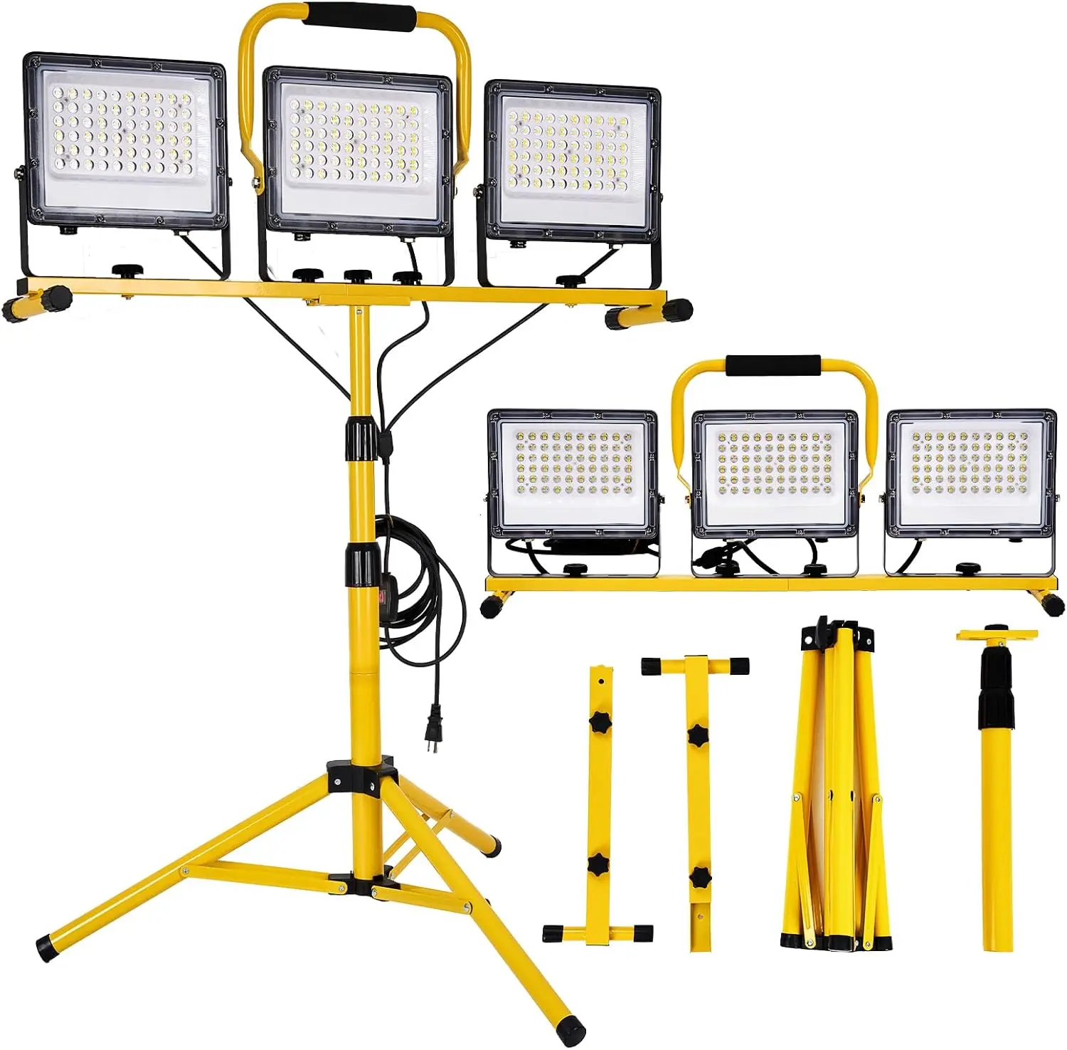 30000 Lumen LED Work Lights with Adjustable Head, Waterproof Foldable Tripod, IP66 Rated for Construction Sites and Outdoor Use
30000 Lumen LED Work Lights with Adjustable Head, Waterproof Foldable Tripod, IP66 Rated for Construction Sites and Outdoor Use