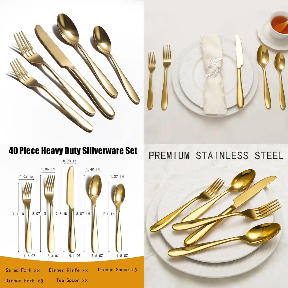8-Person Stainless Steel Flatware Set, 40-Piece Elegant Tableware Cutlery with Mirror Finish 
8-Person Stainless Steel Flatware Set, 40-Piece Elegant Tableware Cutlery with Mirror Finish