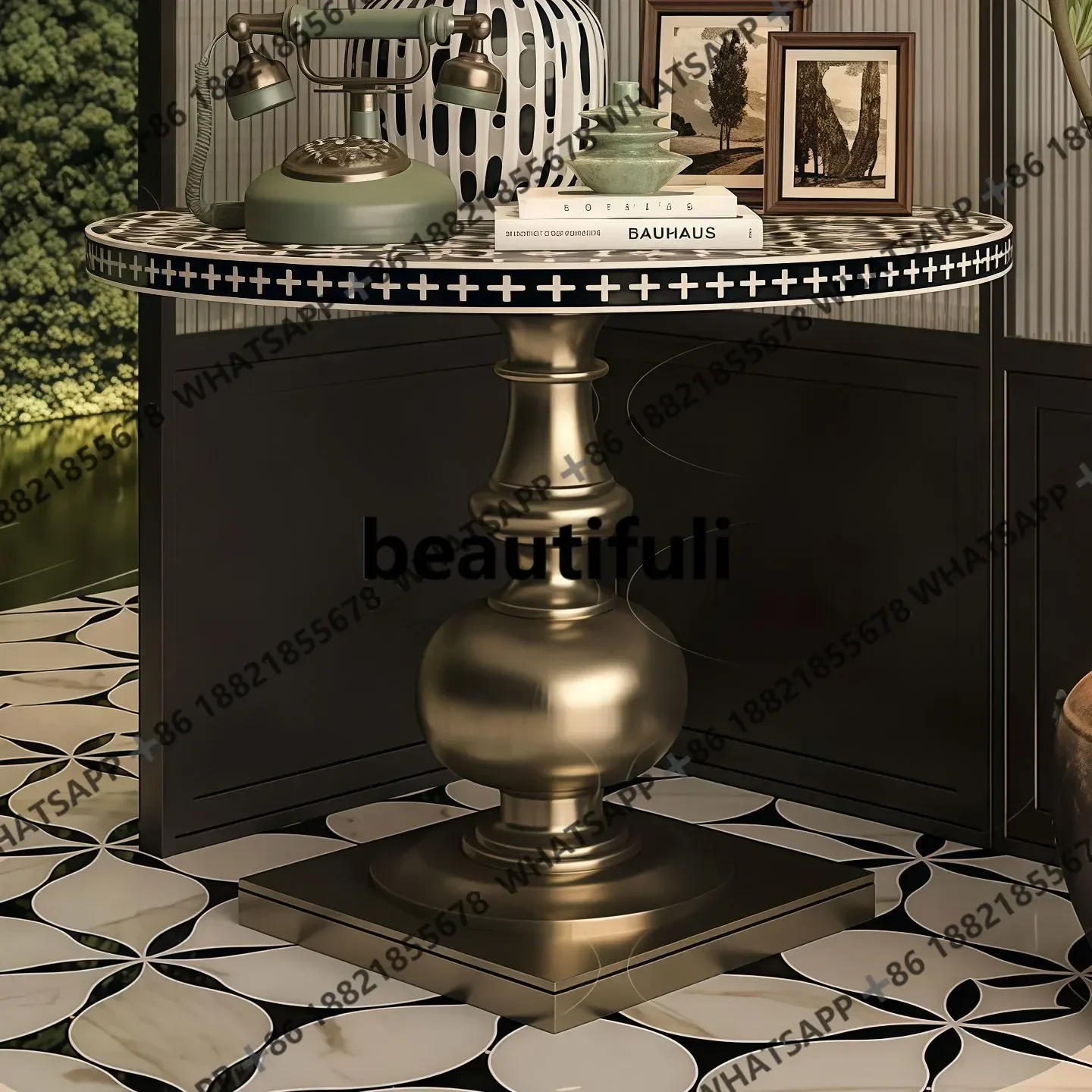 ZJAmerican hand-painted solid wood dining table, neo-classical dining room, golden coffee table, decorated small round table
ZJAmerican hand-painted solid wood dining table, neo-classical dining room, golden coffee table, decorated small round table