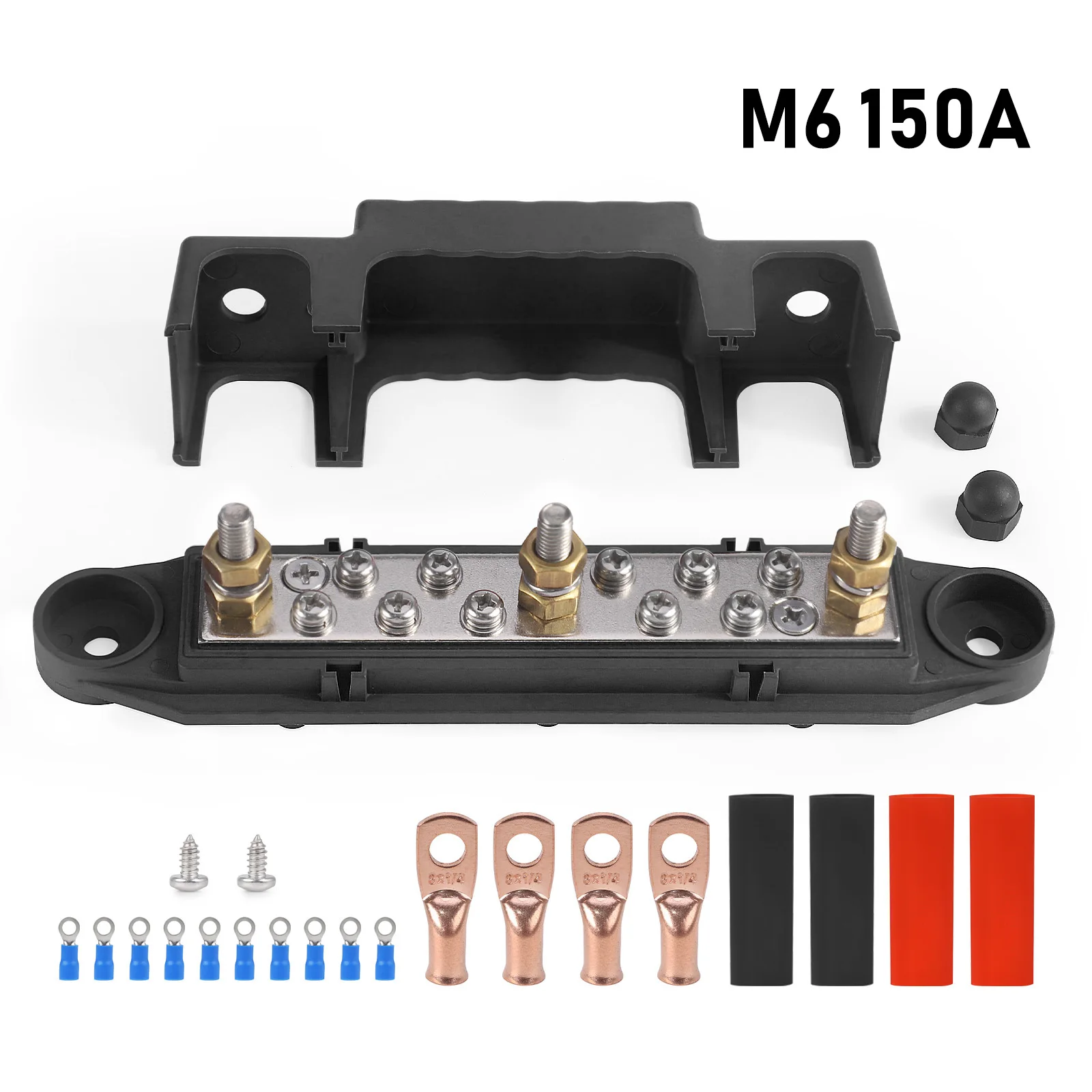 48V Power Distribution Terminal Block 10 Terminal Screws Battery Bus Bar 1/4" 3 Stud For Camper Car Boat Automotive Solar Wiring
48V Power Distribution Terminal Block 10 Terminal Screws Battery Bus Bar 1/4" 3 Stud For Camper Car Boat Automotive Solar Wiring
