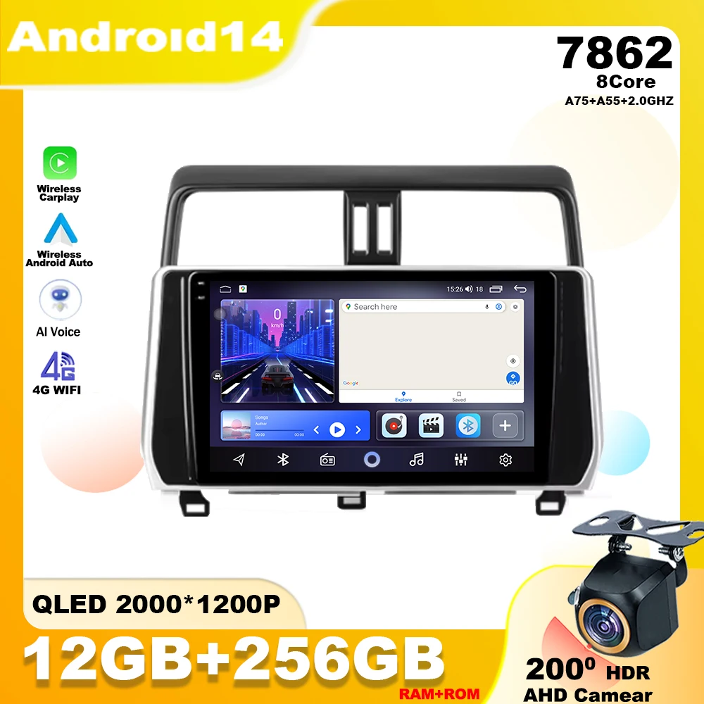 For Toyota Land Cruiser Prado 150 2018 - 2020 Android 14 Car Radio Multimedia Video Player Navigation GPS IPS Screen Carplay DSP
For Toyota Land Cruiser Prado 150 2018 - 2020 Android 14 Car Radio Multimedia Video Player Navigation GPS IPS Screen Carplay DSP