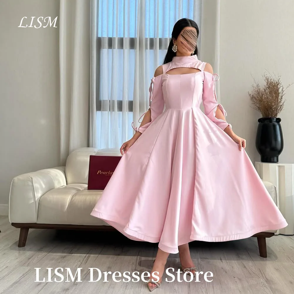 LISM Elegant Pink Evening Dresses Arabic Dubai Women Satin Prom Gowns Formal Occasion Wedding Party Dress Customized Vestidos
LISM Elegant Pink Evening Dresses Arabic Dubai Women Satin Prom Gowns Formal Occasion Wedding Party Dress Customized Vestidos