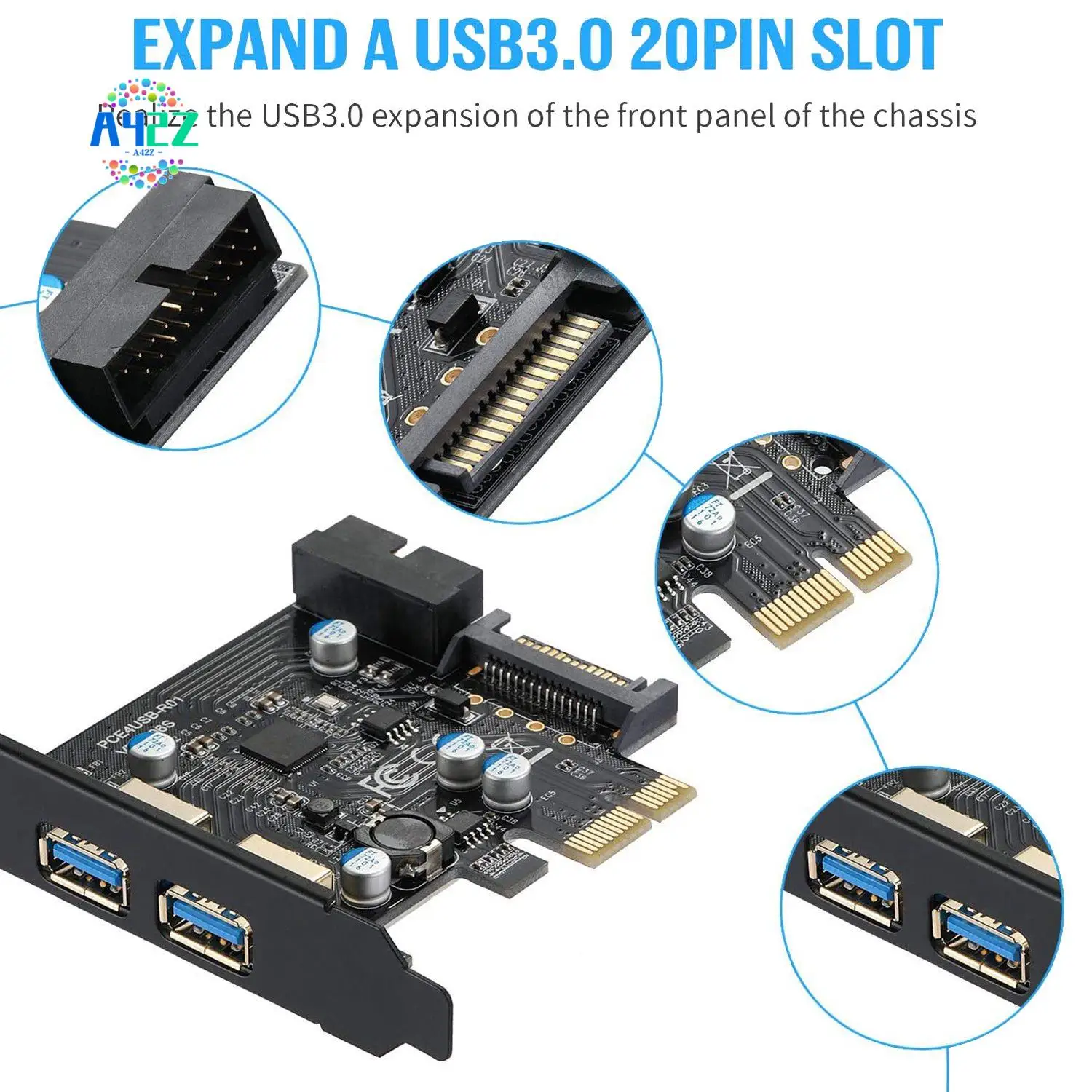 A42Z-1 Набор адаптеров PCI-E к USB 3.2 Gen 1, концентратор USB3.0, карта PCI Express, пластик + металл, карта PCI Express
A42Z-1 Набор адаптеров PCI-E к USB 3.2 Gen 1, концентратор USB3.0, карта PCI Express, пластик + металл, карта PCI Express