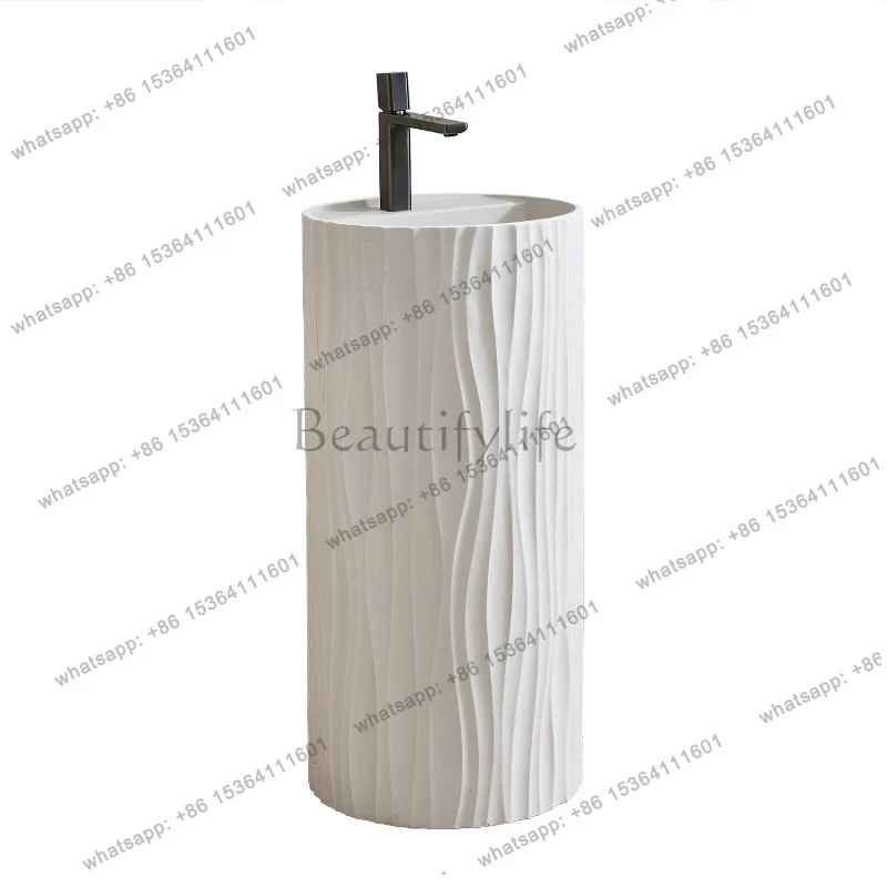 Japanese wabi-sabi cream wind column basin floor-to-ceiling art striped face wash table
Japanese wabi-sabi cream wind column basin floor-to-ceiling art striped face wash table