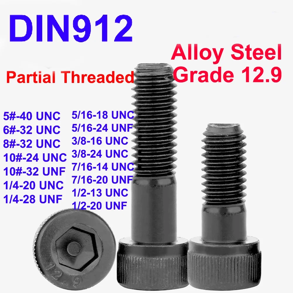 5# 6# 8# 10# 1/4'' to 1/2'' UNC UNF DIN912 Grade 12.9 Black Hex Socket Knurled Cap Head Bolts Allen Key Partial Threaded
5# 6# 8# 10# 1/4'' to 1/2'' UNC UNF DIN912 Grade 12.9 Black Hex Socket Knurled Cap Head Bolts Allen Key Partial Threaded
