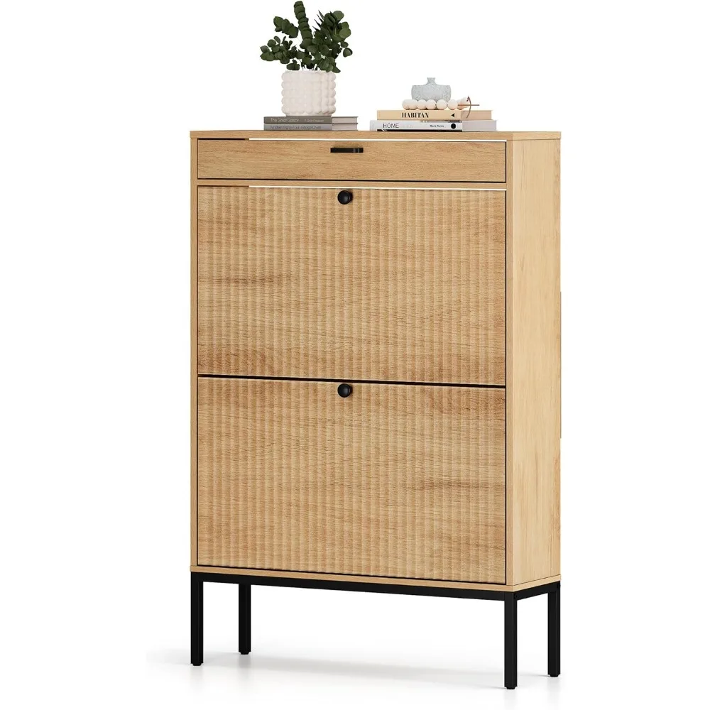 Shoe Cabinet, Shoe Storage Organizer Cabinet with 2 Flip Wavy Line Drawers, Freestanding Shoe Rack with Adjustable Shelf
Shoe Cabinet, Shoe Storage Organizer Cabinet with 2 Flip Wavy Line Drawers, Freestanding Shoe Rack with Adjustable Shelf